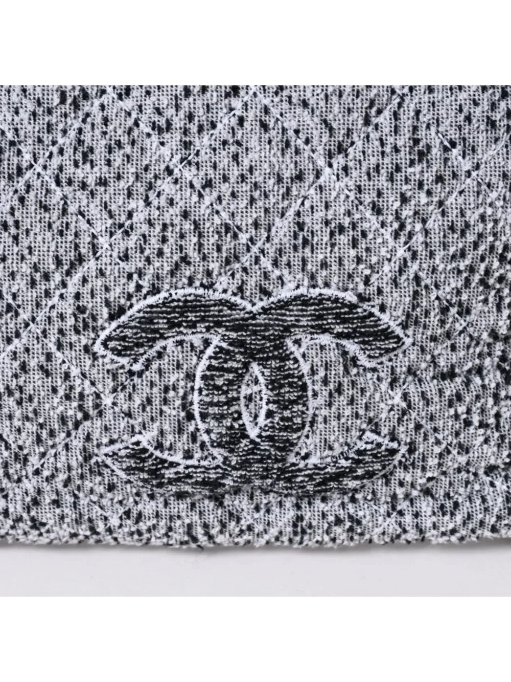 Chanel Cruise Collection Pile Beach Terry Cloth CC Logo White Gray Tote Bag